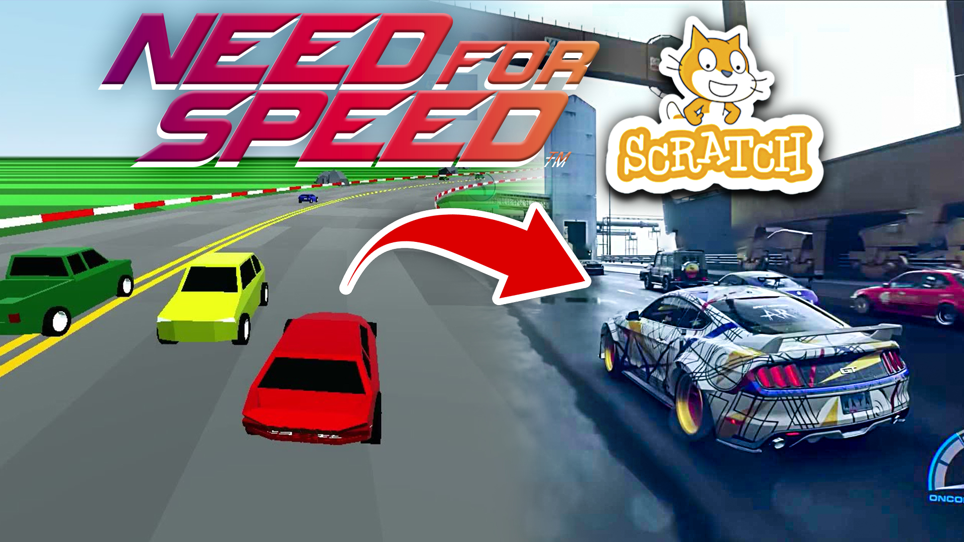 Konita Games YouTube Video Thumbnail: I made Need for Speed in Scratch